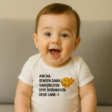 Amca Senden Daha Yakışıklıyım Baskılı Zıbın