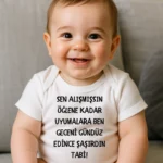 Anne Sen Alışmışsın Öğlene Kadar Uyumalara Baskılı Body Baskılı Zıbın