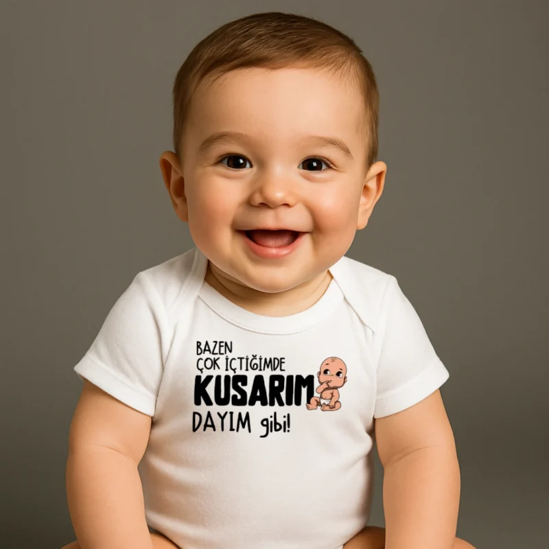 Bazen Çok İçtiğimde Kusarım Dayım Gibi Baskılı Zıbın