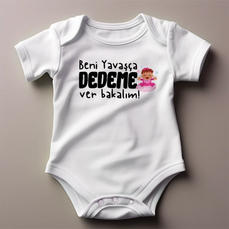 Beni Yavaşça Dedeme Ver Bakalım Kız Baskılı Zıbın