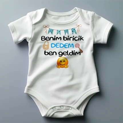 Benim Biricik Dedem Ben Geldim Mavi Baskılı Zıbın