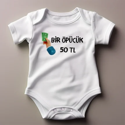 Bir Öpücük 50 TL Baskılı Body Baskılı Zıbın