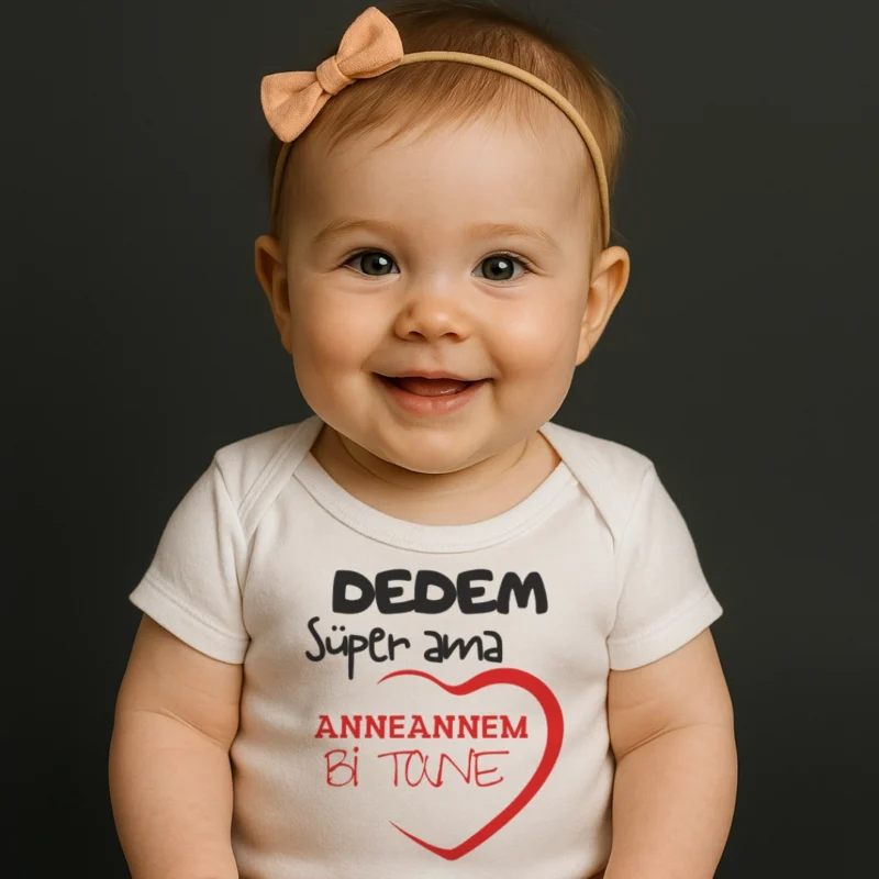 Dedem Süper Ama Anneannem Bi Tane Baskılı Zıbın