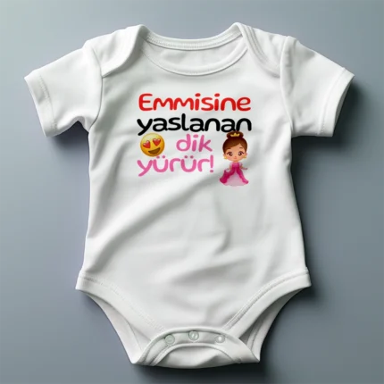 Emmisine Yaslanan Dik Yürür Kız Baskılı Zıbın