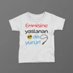 Emmisine Yaslanan Dik Yürür Tesbih Baskılı Tişört