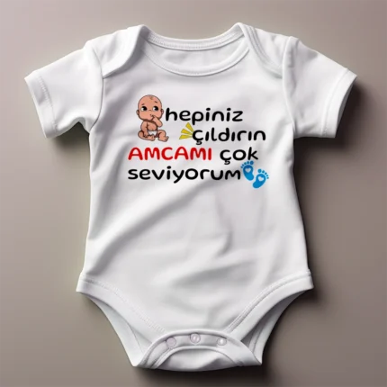 Hepiniz Çıldırın Amcamı Daha Çok Seviyorum Bebek Baskılı Zıbın