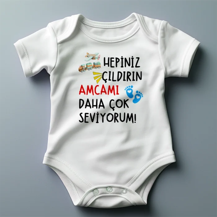 Hepiniz Çıldırın Amcamı Daha Çok Seviyorum Tren Baskılı Zıbın