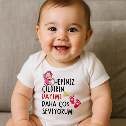 Hepiniz Çıldırın Dayımı Kız Bebek Baskılı Zıbın
