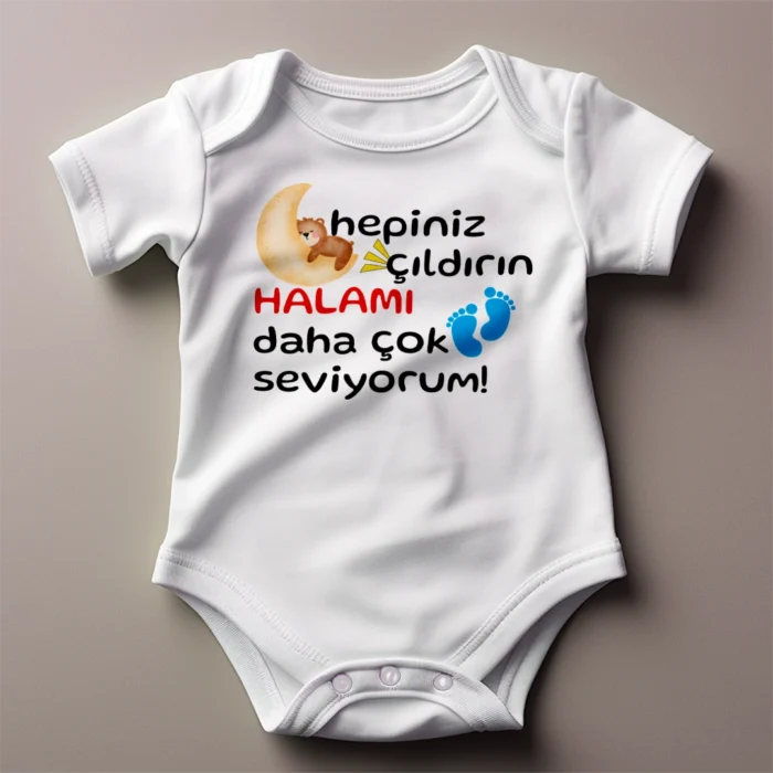 Hepiniz Çıldırın Halamı Daha Çok Seviyorum Ayıcık Baskılı Zıbın