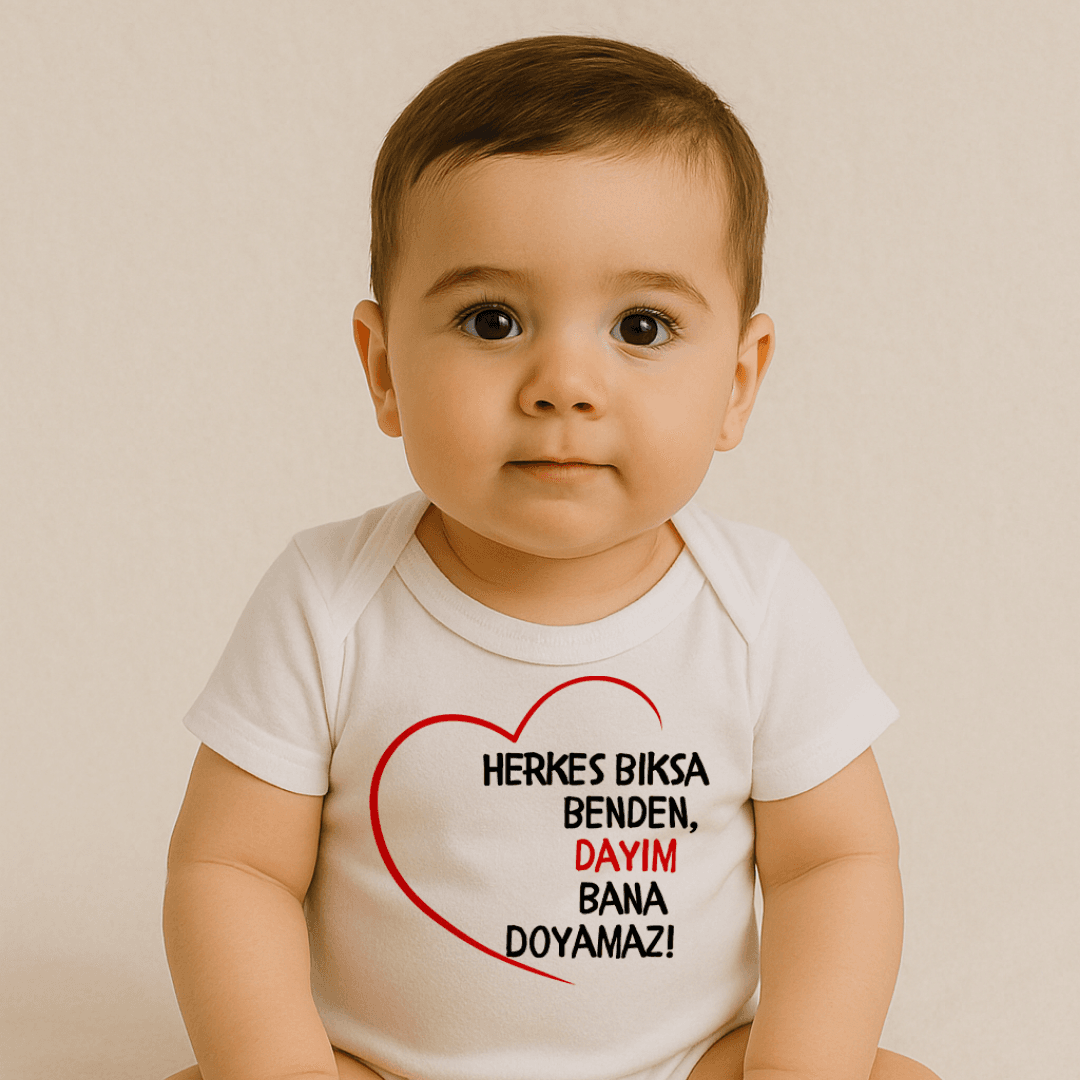 Herkes Bıksa Benden Dayım Bana Doyamaz Baskılı Zıbın Herkes Bıksa Benden Dayım Bana Doyamaz Baskılı Body Baskılı Zıbın - Görsel 1