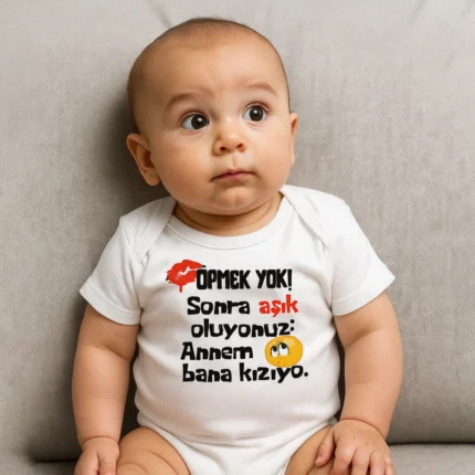 Öpmek Yok Sonra Aşık Oluyonuz Annem Bana Kızıyo Body Baskılı Zıbın