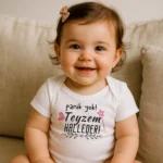 Panik Yok Teyzem Halleder Pembe Asa Baskılı Zıbın