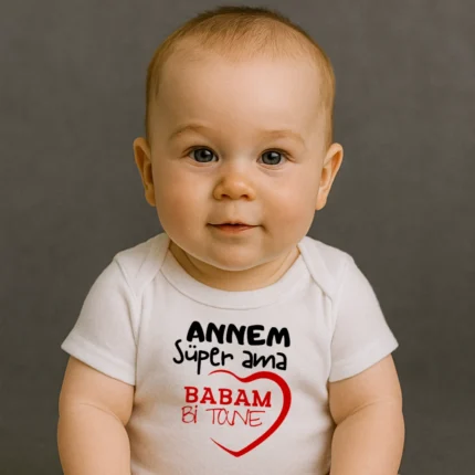 Annem Süper Ama Babam Bi Tane Baskılı Zıbın