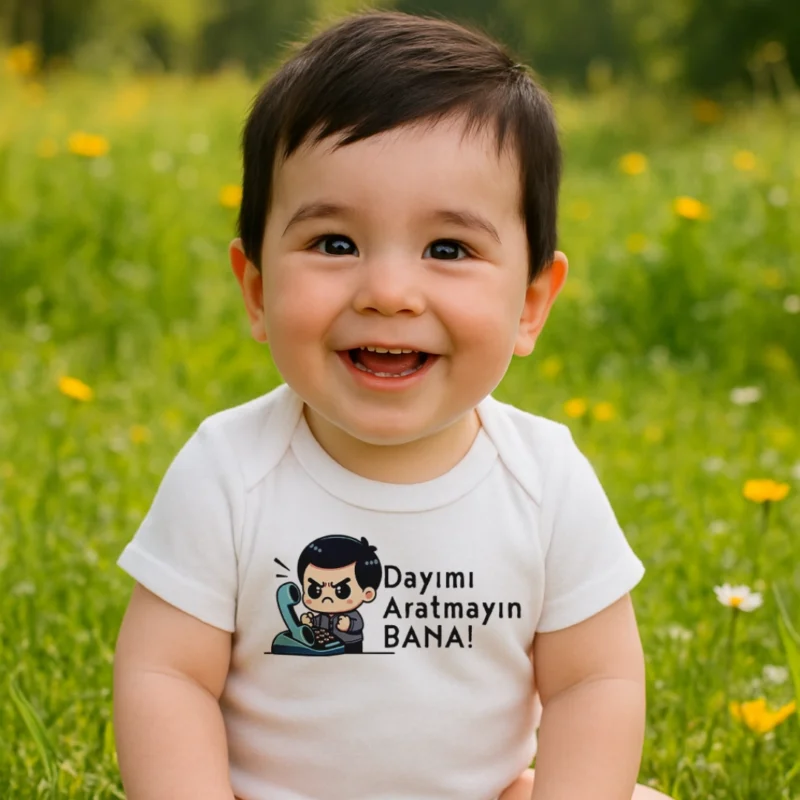Dayımı Aratmayın Bana Siyah Saç Baskılı Zıbın