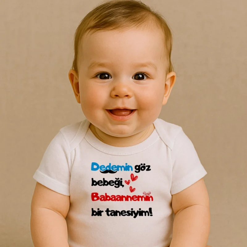 Dedemin Göz Bebeği Babaanemin Bir Tanesiyim Baskılı Zıbın
