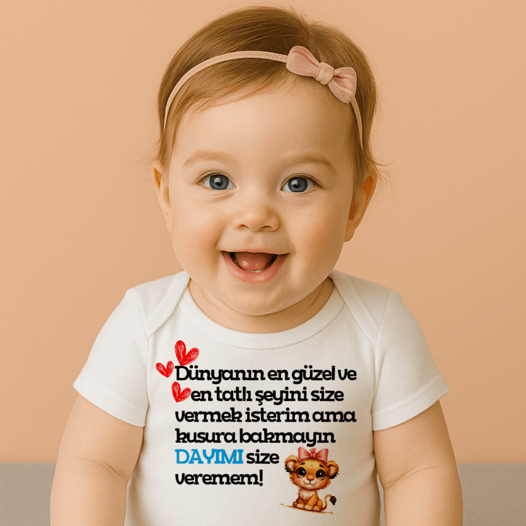 Dünyanın En Güzel Şeyi Dayım Baskılı Zıbın Dünyanın En Güzel Ve En Tatlı Şeyi Dayı Dişi Aslan Baskılı Zıbın Baskılı Body - Görsel 1