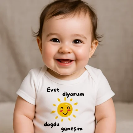 Evet Diyorum Doğdu Güneşim Baskılı Zıbın