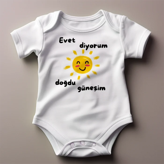 Evet Diyorum Doğdu Güneşim Baskılı Zıbın Baskılı Body