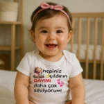 Hepiniz Çıldırın Dayımı Daha Çok Seviyorum Kız Bebek Body Baskılı Zıbın
