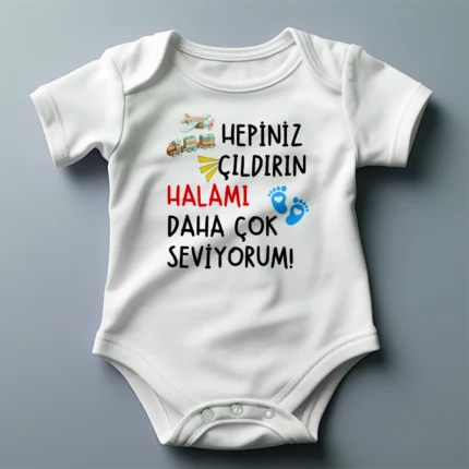 Hepiniz Çıldırın Halamı Daha Çok Seviyorum Tren Baskılı Zıbın