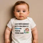 Anne Dedik Bağrımıza Bastık Ama Dikkat Et Amcam Bir Telefon Kadar Yakın Baskılı Zıbın