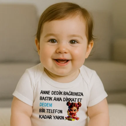 Anne Dedik Bağrımıza Kız Dede Baskılı Zıbın
