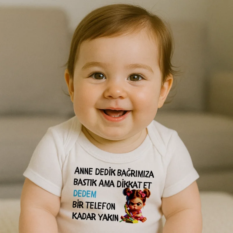 Anne Dedik Bağrımıza Kız Dede Baskılı Zıbın