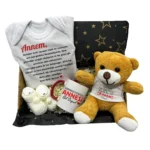 Anne İçin Baskılı Kırmızı Kulplu Kupa Zıbın Ve Ayıcık Yeni Yıl Hediye Seti