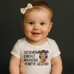 Dedemin Emekli Maaşını Yemeye Geldim Kız Siyah Saçlı Baskılı Zıbın