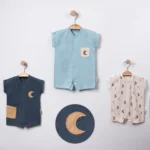 Ay Temalı Erkek Bebek Tulum 3 Adet