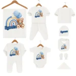 İsme Özel Hastane Çıkış Seti Ayıcık Mavi Gökkuşağı