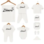 İsme Özel Hastane Çıkış Seti Düz Siyah Kelebekli