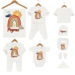 İsme Özel Hastane Çıkış Seti Gökkuşağı Güneş Bulut Gezegen