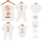 İsme Özel Hastane Çıkış Seti Pembe Balon Ayıcık