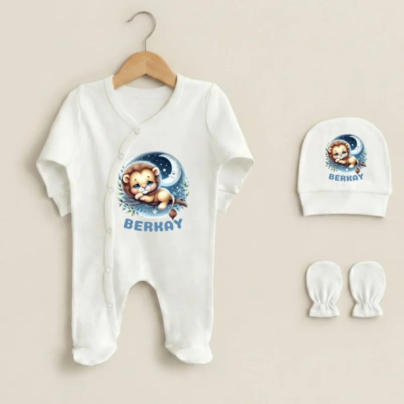 3lu Tulum Set Aslan Deseni Baskili