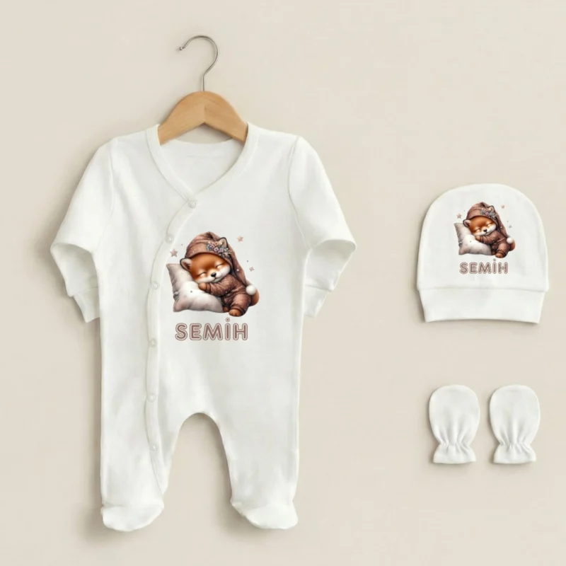 3lu Tulum Set Sevimli Tilki Baskili