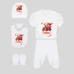 5'li Hastane Çıkış Seti Ayıcık ve Araba Kırmızı