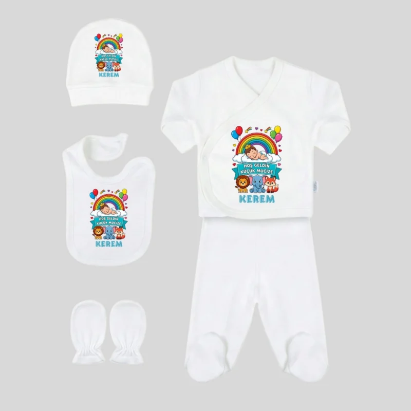 5li Hastane Cikis Seti Hos Geldin Kucuk Mucize Baskili