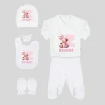 5'li Hastane Çıkış Seti Pembe Ayıcık Desenli