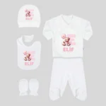 5'li Hastane Çıkış Seti Pembe Ayıcık ve Balon Baskılı