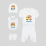 5'li Hastane Çıkış Seti Sevimli Hayvanlar Araba Desenli