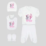 5'li Hastane Çıkış Seti Sevimli Kedicik Baskılı Kişiye Özel