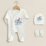 Baby Ayıcık Baskılı Üçlü Tulum Set