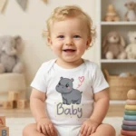 Baby Hipopotam Baskılı Bebek Zıbın Çıtçıtlı Body
