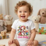 Cute Baby Kız Baskılı Bebek Zıbın Çıtçıtlı Body