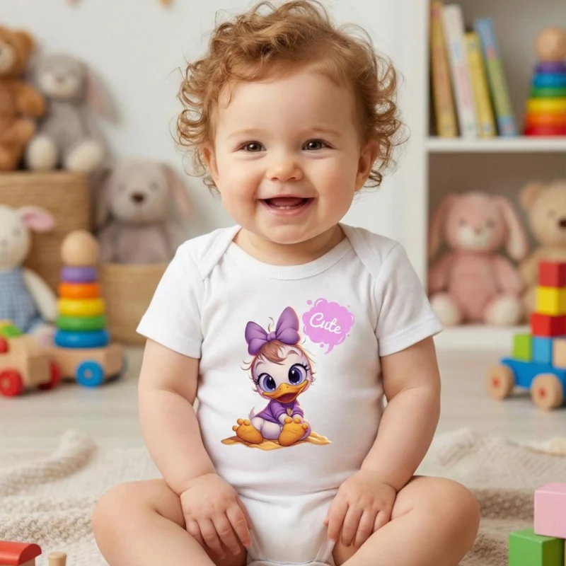 Cute Ordek Baskili Bebek Zibin Citcitli Body