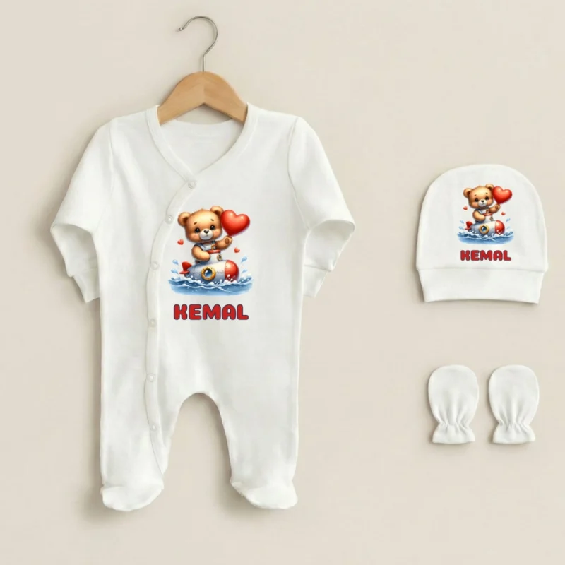 Denizci Ayi Baskili Uclu Tulum Set