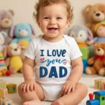 I Love You Dad Baskılı Bebek Zıbın Çıtçıtlı Body