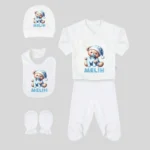 Şapkalı Ayıcık ve Harf Baskılı 5'li Hastane Çıkış Seti