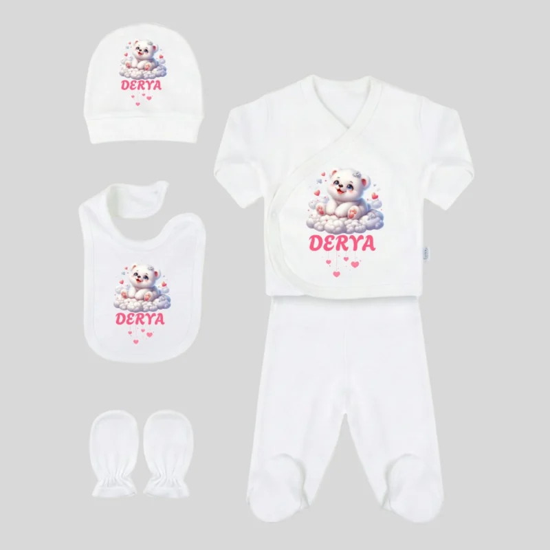 Sevimli Hayvan Baskili 5li Hastane Cikis Seti